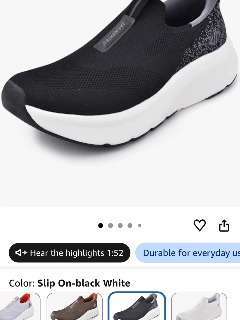 JACKSHIBO Men's Black Slip-On Athletic Knit Sneakers